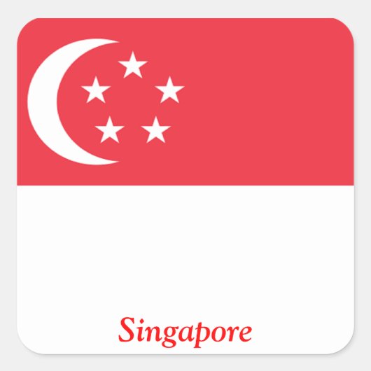 Flagge Singapurs Quadratischer Aufkleber (Vorderseite)