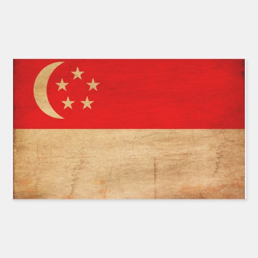 Flagge Singapurs Rechteckiger Aufkleber (Vorderseite)