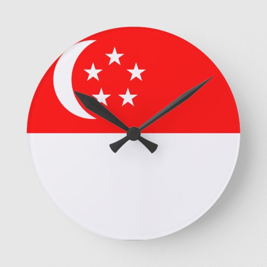 Flagge Singapurs Runde Wanduhr (Vorderseite)