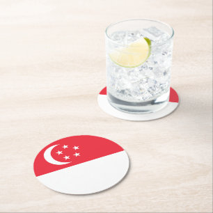 Flagge Singapurs Runder Pappuntersetzer