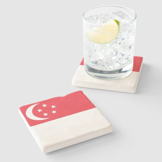Flagge Singapurs Steinuntersetzer (Seitenansicht)