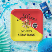 Flagge Siziliens Buon Compleanno oder Anniversario Pappteller (Party)