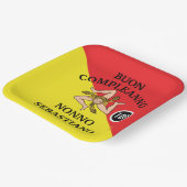 Flagge Siziliens Buon Compleanno oder Anniversario Pappteller (Gewinkelt)