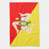 Flagge Siziliens (Italien) Geschirrtuch (Vertikal)