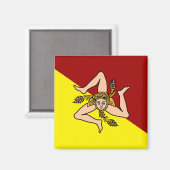 Flagge Siziliens (Italien) Magnet (Vorderseite/Rückseite)