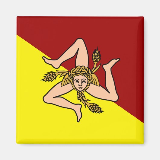 Flagge Siziliens (Italien) Magnet (Vorne)