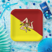 Flagge Siziliens (Italien) Pappteller (Party)