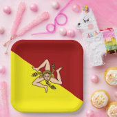 Flagge Siziliens (Italien) Pappteller (Party)