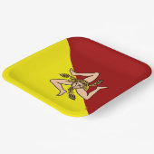 Flagge Siziliens (Italien) Pappteller (Gewinkelt)