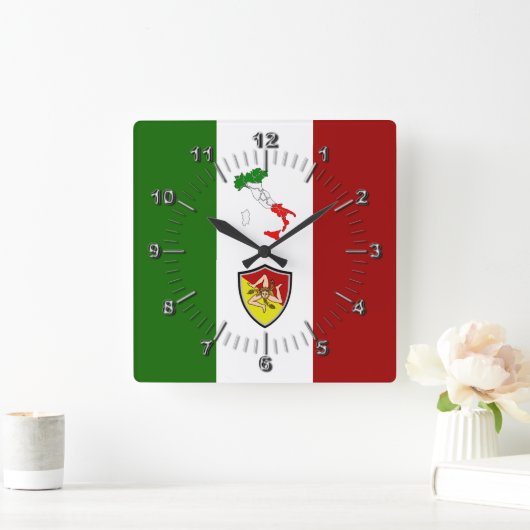 Flagge Siziliens (Italien) Quadratische Wanduhr (Zuhause)