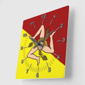 Flagge Siziliens (Italien) Quadratische Wanduhr (Winkel)