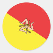 Flagge Siziliens - Sizilianischer Umschlag oder Ge Runder Aufkleber (Vorderseite)