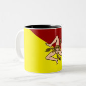 Flagge Siziliens (Sizilien) (Italien) Zweifarbige Tasse (Vorderseite Links)