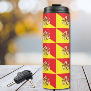 Flagge Siziliens Wiederholungsdruck Trinacria Thermosbecher