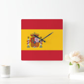 Flagge Spaniens Quadratische Wanduhr (Zuhause)