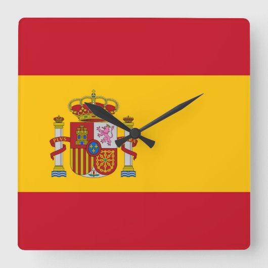 Flagge Spaniens Quadratische Wanduhr (Vorderseite)