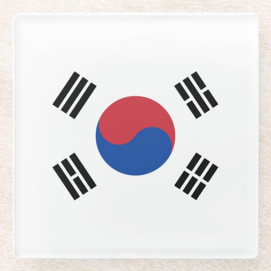 Flagge Südkoreas Glasuntersetzer (Vorderseite)