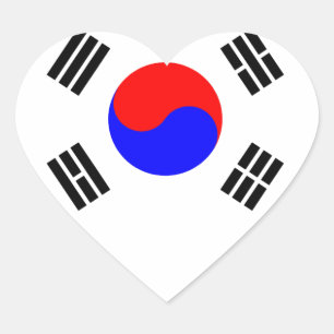 Flagge Südkoreas Herz-Aufkleber