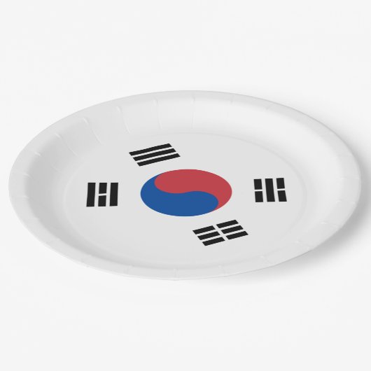 Flagge Südkoreas (ROK) Pappteller (Schrägansicht)