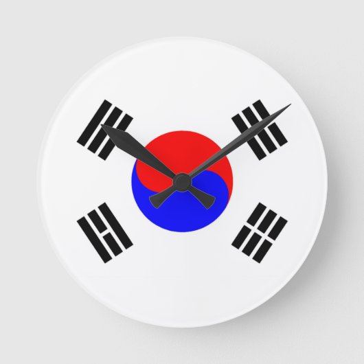 Flagge Südkoreas Runde Wanduhr (Vorderseite)