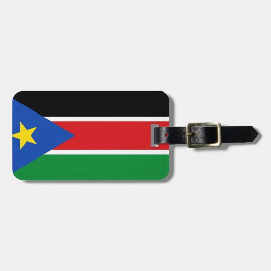 Flagge Südsudan Gepäckmarke mit Ledergurt Gepäckanhänger (Vorderseite horizontal)