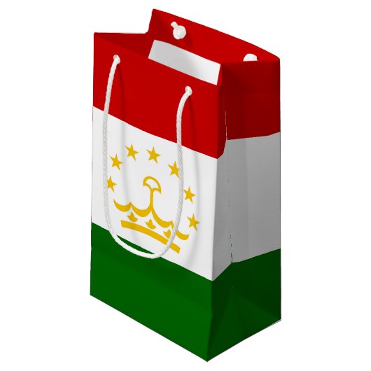 Flagge Tadschikistans Kleine Geschenktüte (Vorderseite Schrägansicht)