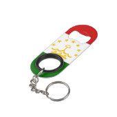 Flagge Tadschikistans Mini Flaschenöffner (Rückseite Schrägansicht)