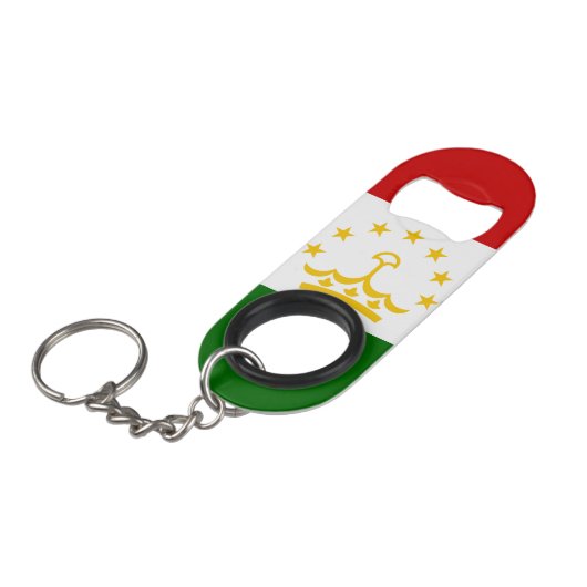 Flagge Tadschikistans Mini Flaschenöffner (Vorderseite Schrägansicht)