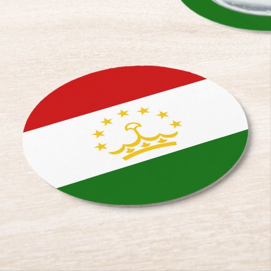 Flagge Tadschikistans Runder Pappuntersetzer (Angewinkelt)