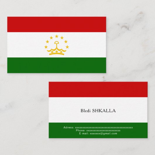 Flagge Tadschikistans Visitenkarte (Vorne/Hinten)