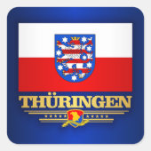Flagge Thüringen (Thüringen) Quadratischer Aufkleber (Vorderseite)