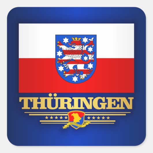 Flagge Thüringen (Thüringen) Quadratischer Aufkleber (Vorderseite)