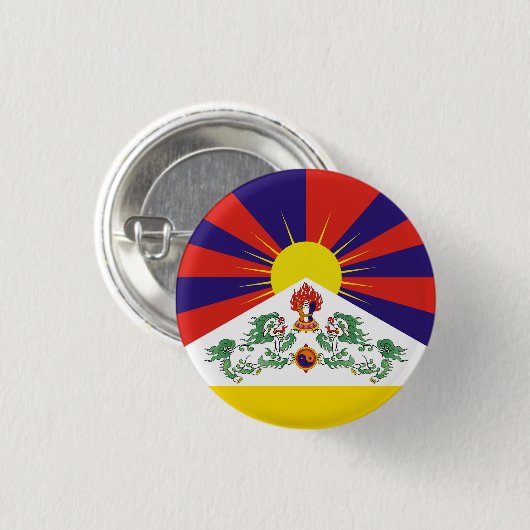 Flagge Tibet & Snow Lions - Der Himalaya Button (Vorne & Hinten)