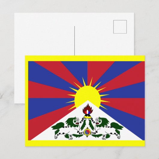 Flagge Tibets Postkarte (Vorne/Hinten)