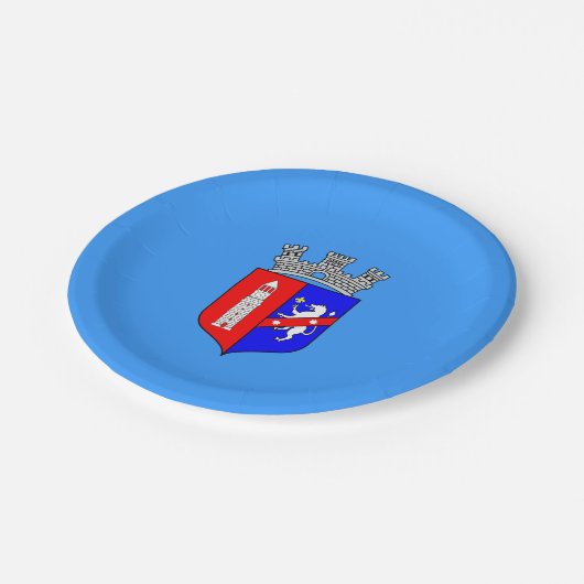 Flagge Tiranas, Albanien Teller auf Papier (Schrägansicht)
