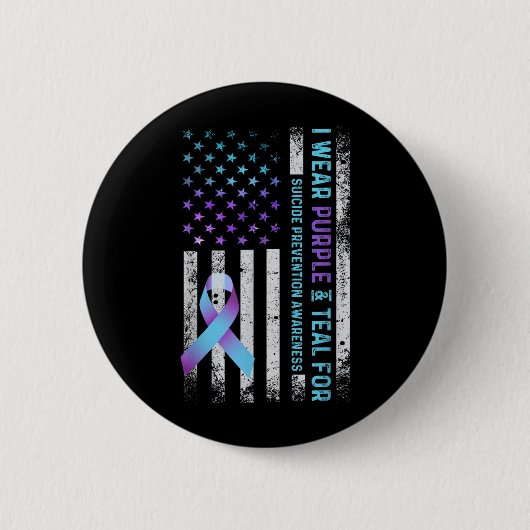 Flagge trägt lila und teal Präventionsbewusstsein Button (Vorderseite)