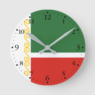Flagge Tschetscheniens Runde Wanduhr