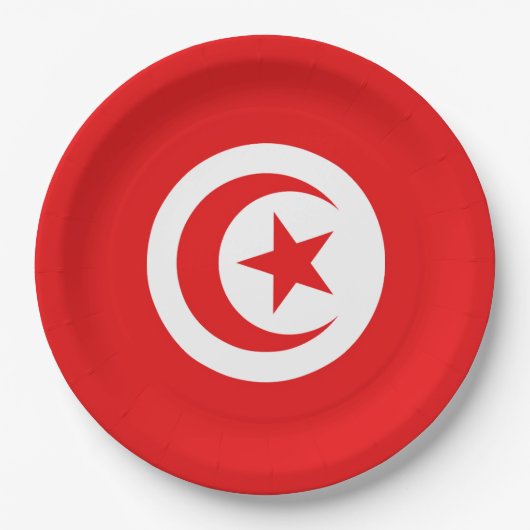 Flagge Tunesiens Pappteller (Vorderseite)
