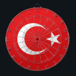 Flagge Türkei Dartscheibe<br><div class="desc">Die türkische Flagge ist rot,  mit einem abnehmenden Mondhalbmond und einem fünfgliedrigen Stern in der Mitte.</div>