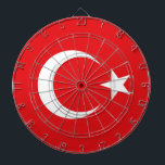 Flagge Türkei Dartscheibe<br><div class="desc">Die türkische Flagge ist rot,  mit einem abnehmenden Mondhalbmond und einem fünfgliedrigen Stern in der Mitte.</div>