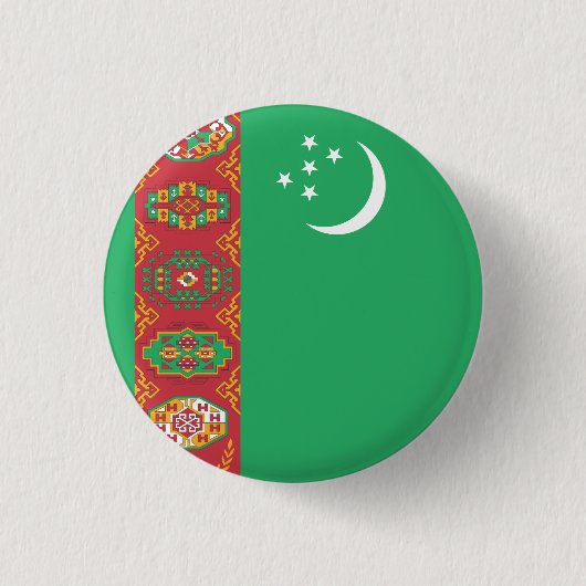 Flagge Turkmenistans Button (Vorderseite)