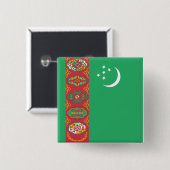 Flagge Turkmenistans Button (Vorne & Hinten)