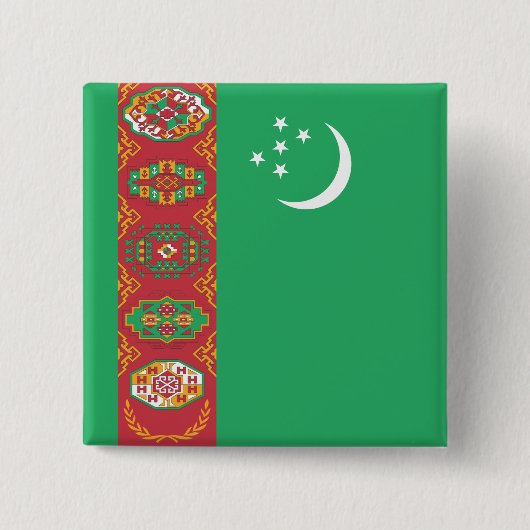 Flagge Turkmenistans Button (Vorderseite)