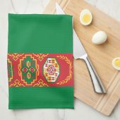 Flagge Turkmenistans Geschirrtuch (Viertel Falte)
