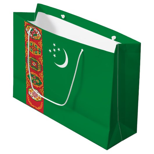 Flagge Turkmenistans Große Geschenktüte (Vorderseite Schrägansicht)