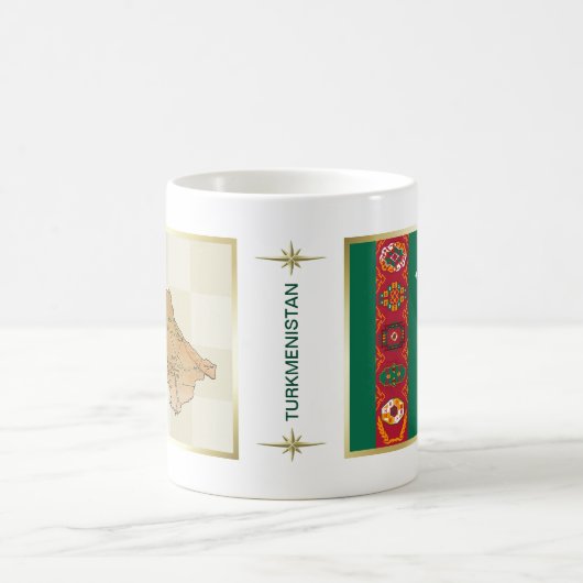 Flagge Turkmenistans + Karte Tasse (Mittel)