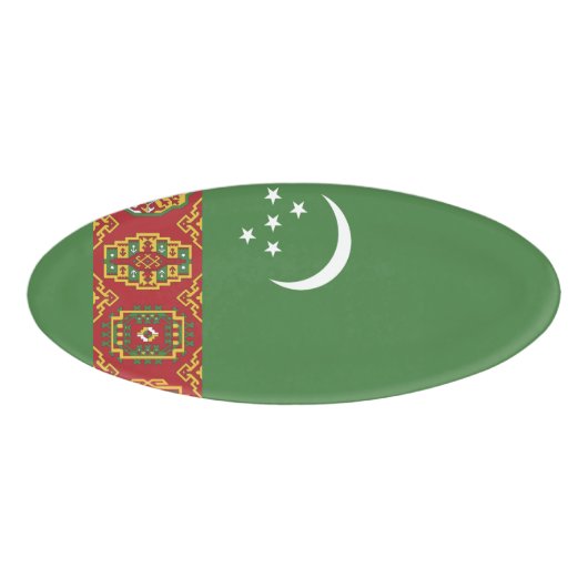 Flagge Turkmenistans Namenschild (Vorderseite)