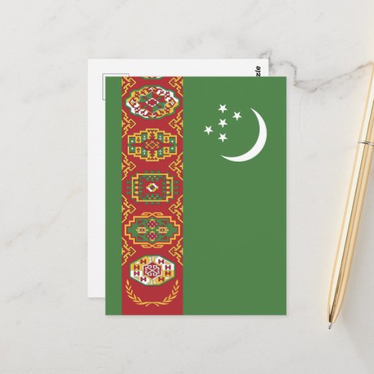 Flagge Turkmenistans Postkarte (Vorderseite/Rückseite Beispiel)