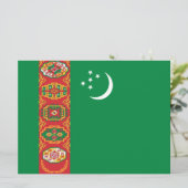 Flagge Turkmenistans (Turkmenien) Karte (Stehend Vorderseite)
