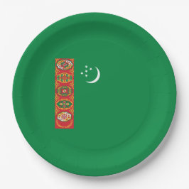 Flagge Turkmenistans (Turkmenien) Pappteller